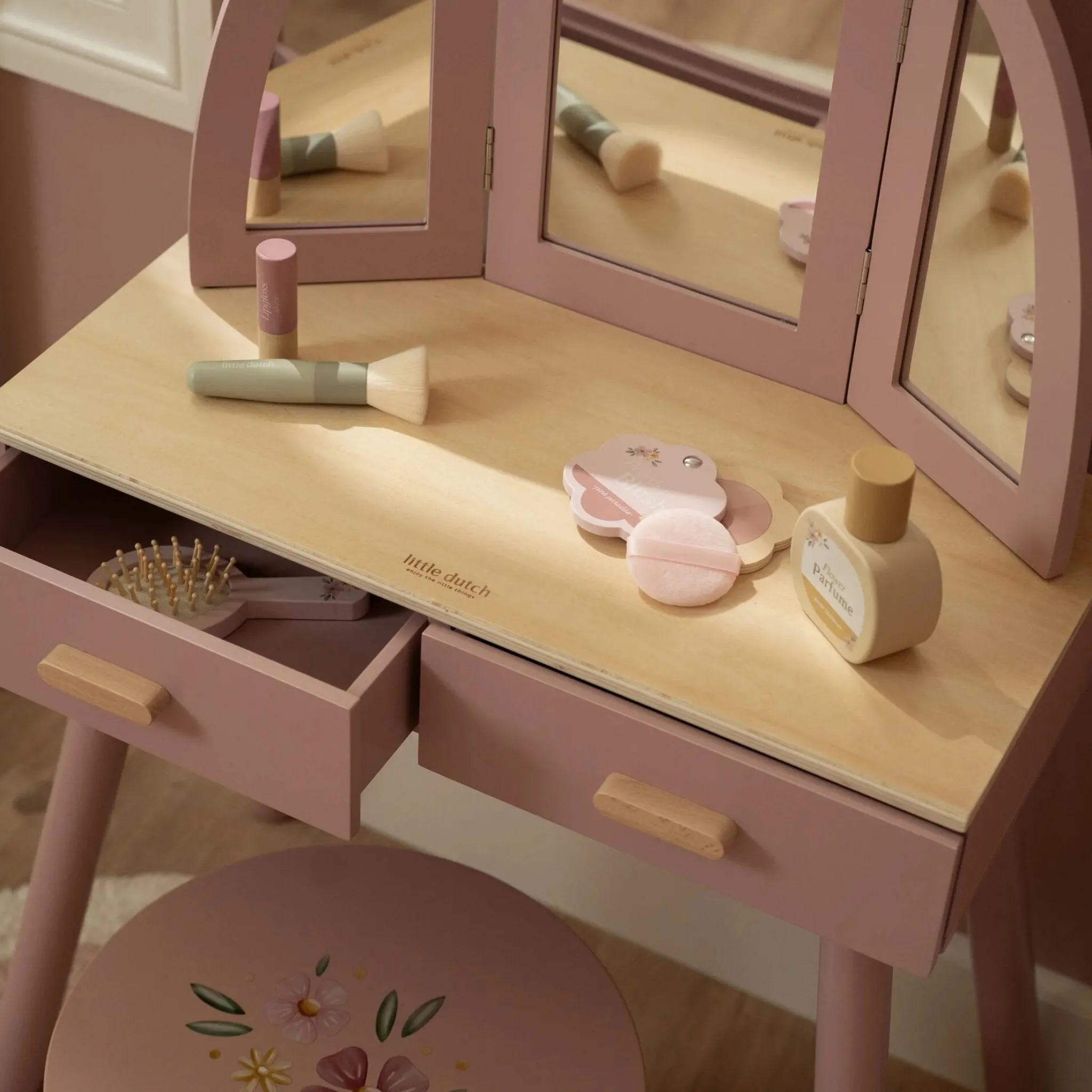 Little Dutch Wooden dressing table – Pink – Essentials Discount
