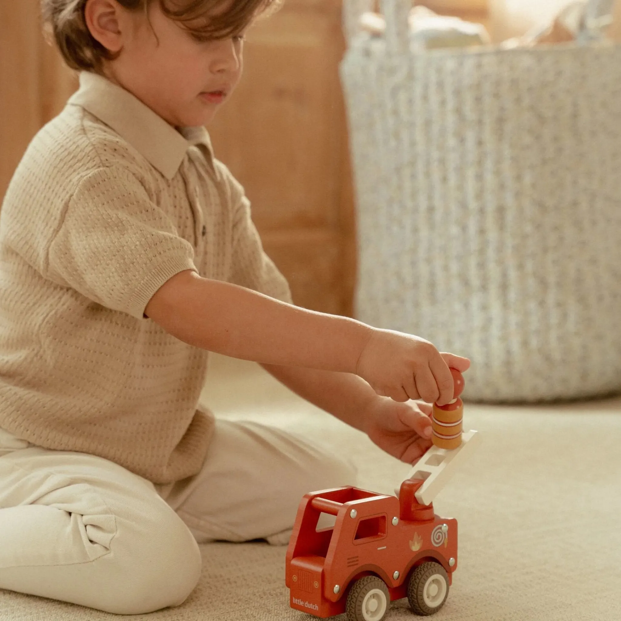 Little Dutch Wooden fire truck – Red – Essentials Online