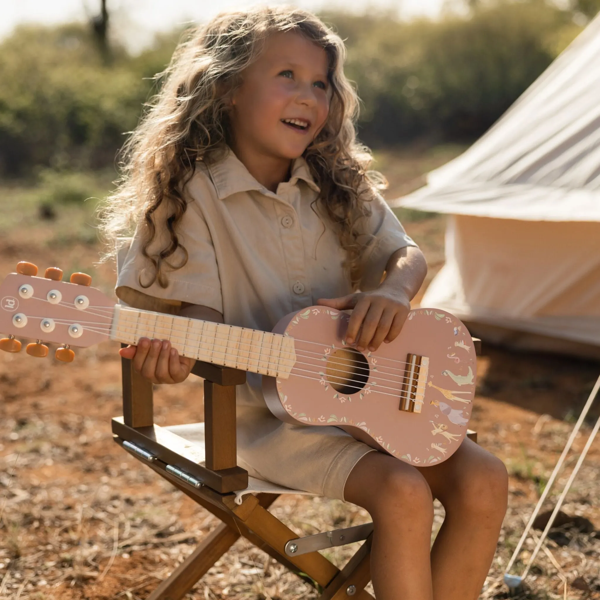 Little Dutch Wooden guitar - Pink - Safari Friends New
