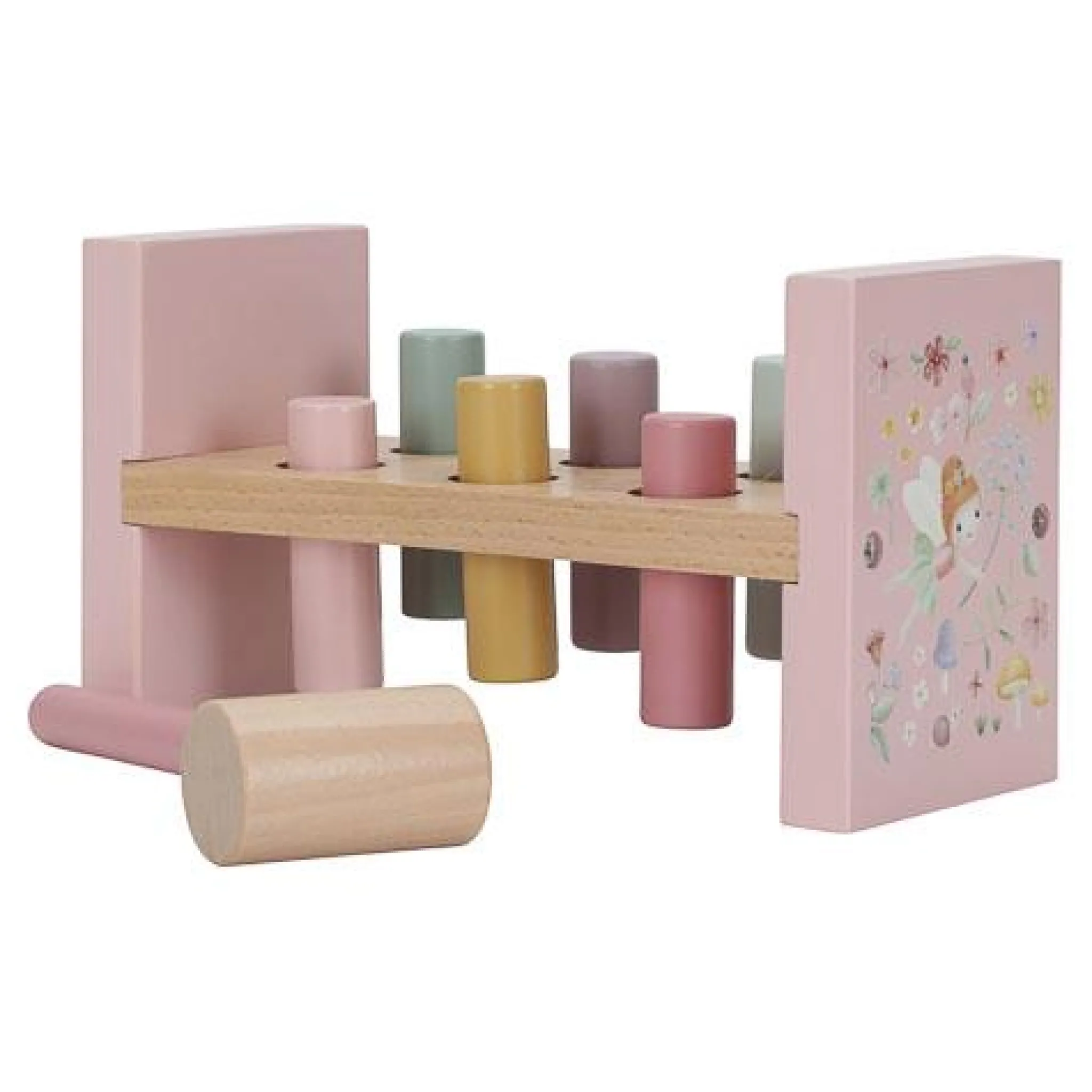 Little Dutch Wooden Hammer Bench - Pink - Fairy Garden Clearance