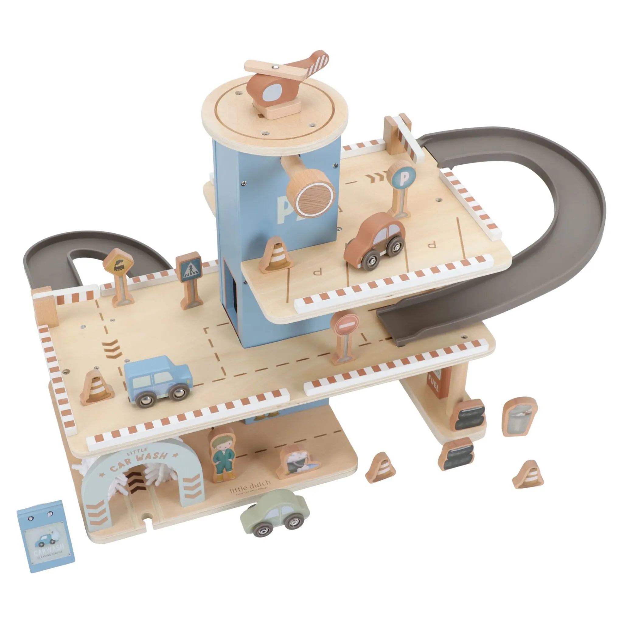 Little Dutch Wooden parking garage – Blue – Essentials New