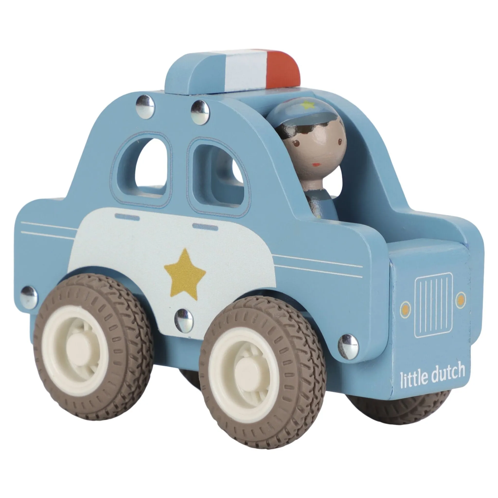 Little Dutch Wooden police car – Blue – Essentials Outlet