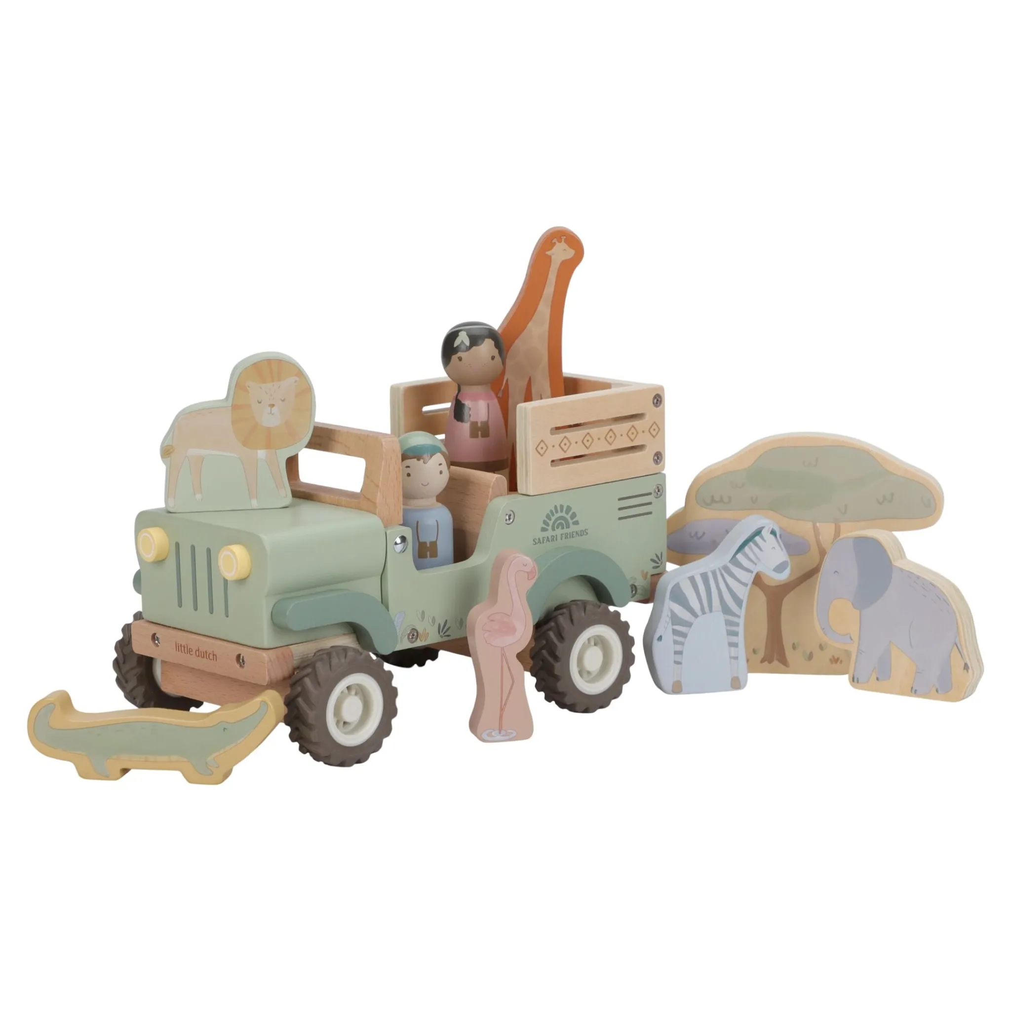 Little Dutch Wooden safari car with animals - Green Sale